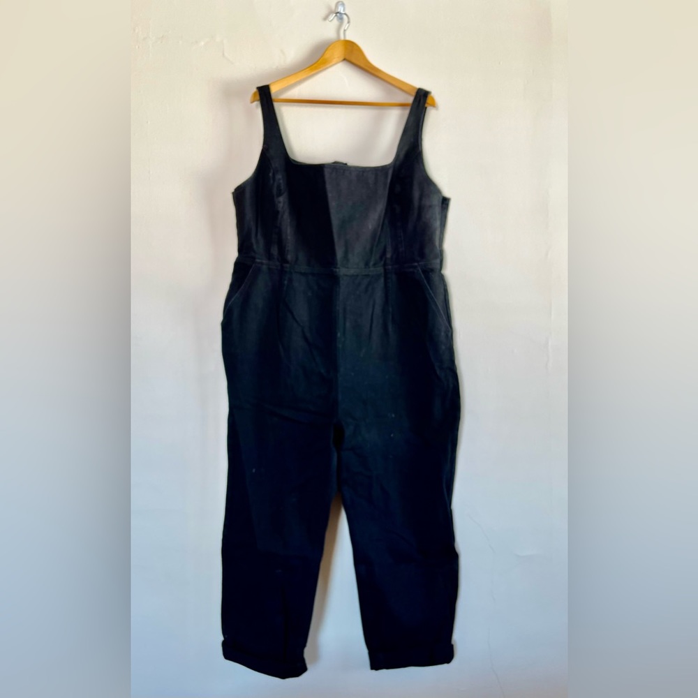 ASOS Black Denim Sleeveless Square Neck Jumpsuit